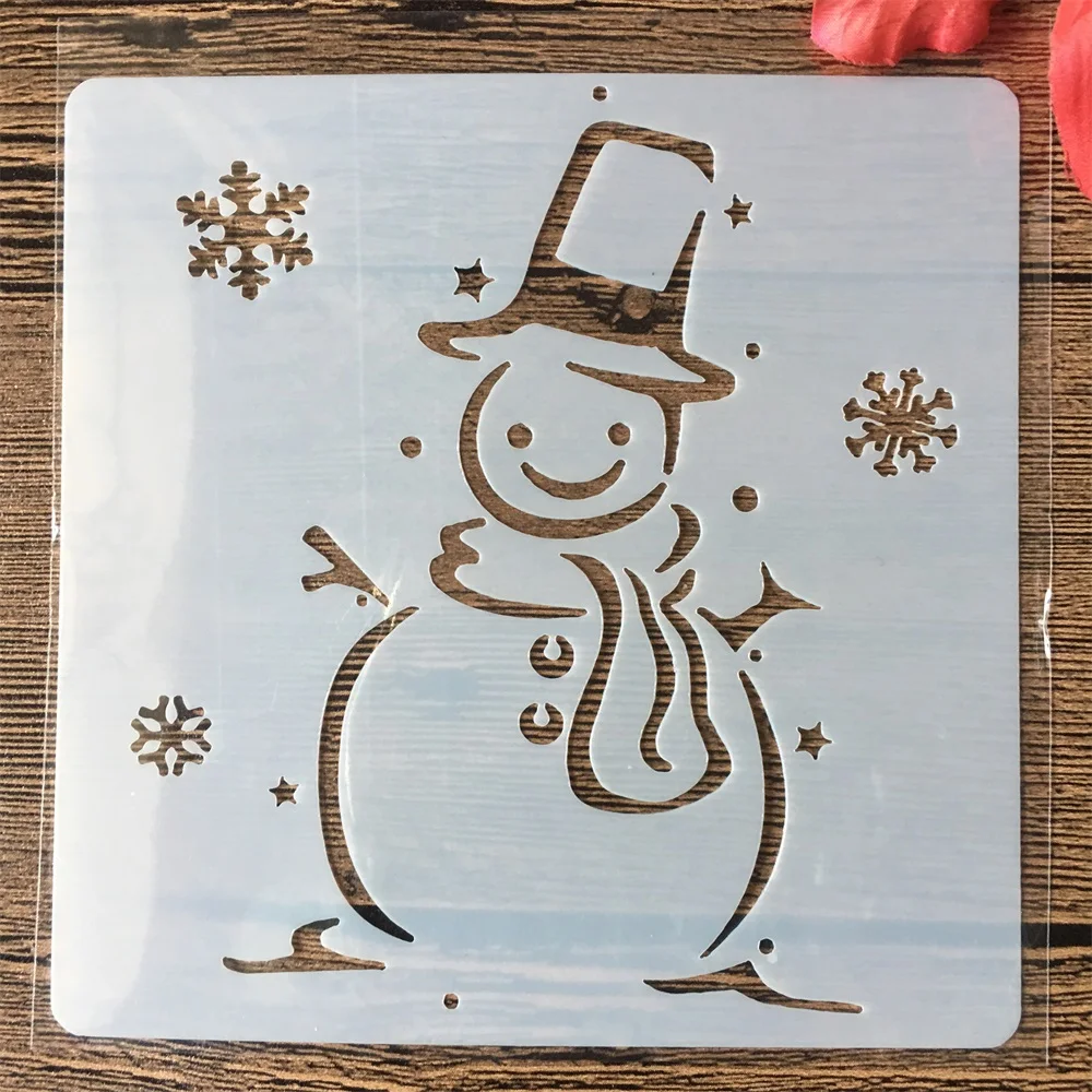 7Pcs 13cm Christmas Santa Clause Snowman DIY Layering Stencils Painting Scrapbook Coloring Embossing Album Decorative Template