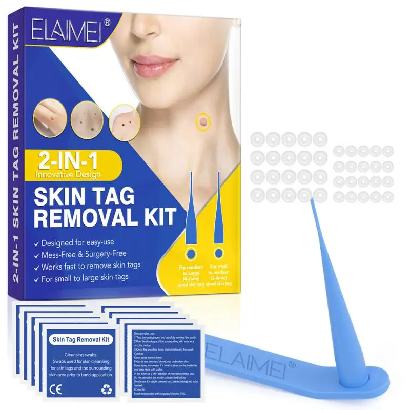 2 IN 1 Painless Skin Tag Removal Kit Easy Home Use Mole Wart Remover Equipment Micro Skin Tag Treatment Tool Skin Care Tool