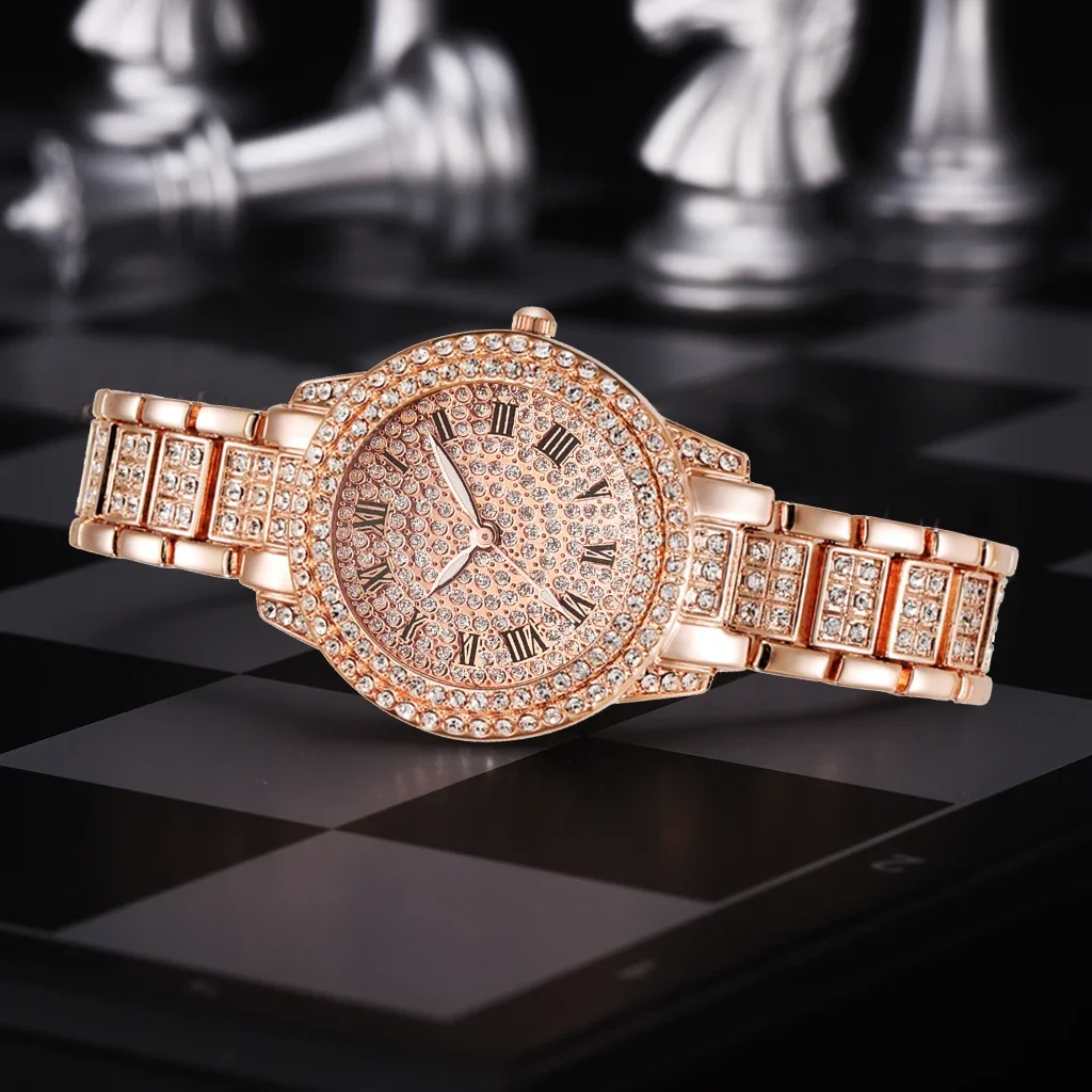 Diamond Women Watches Gold Watch Ladies Wrist Watches Luxury Brand Rhinestone Women's Bracelet