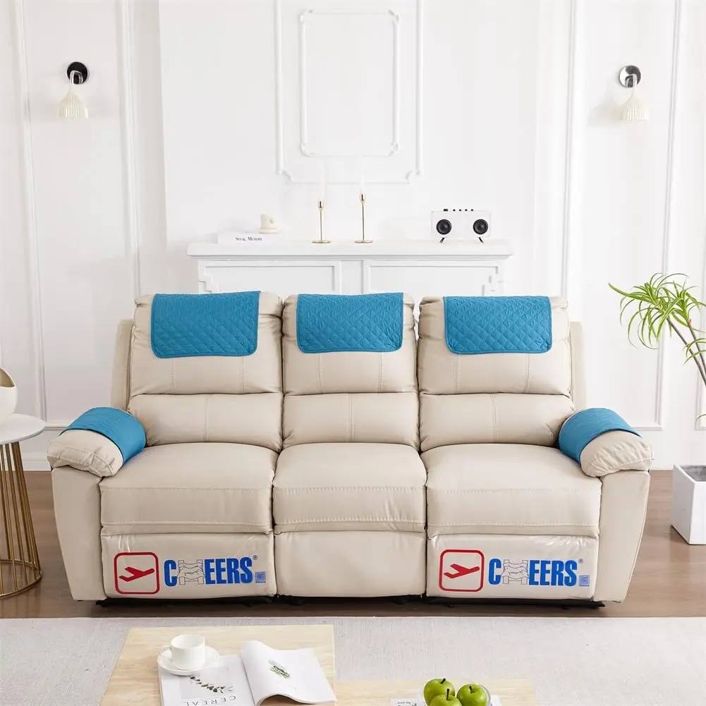 5 Pcs Recliner Covers Sherpa Arm Covers for Recliner Chair with Storage Pockets Headrest Cover for Recliner Chair Armchair 2