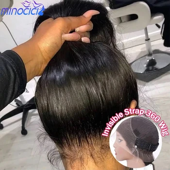 360 Full Lace Wig Human Hair Pre Plucked Hd Straight Human Hair Wigs 220 Density 360 Lace Front Wigs Invisible Drawstring 40Inch 1