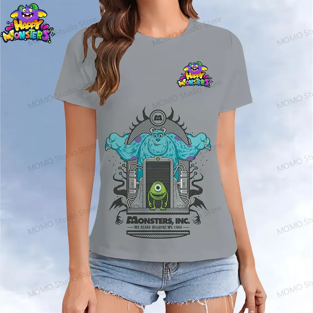 

Kawaii Женская футболка Disney Monsters Inc. Одежда для отдыха Y2k футболки с круглым вырезом и коротким рукавом летняя женская одежда 2024