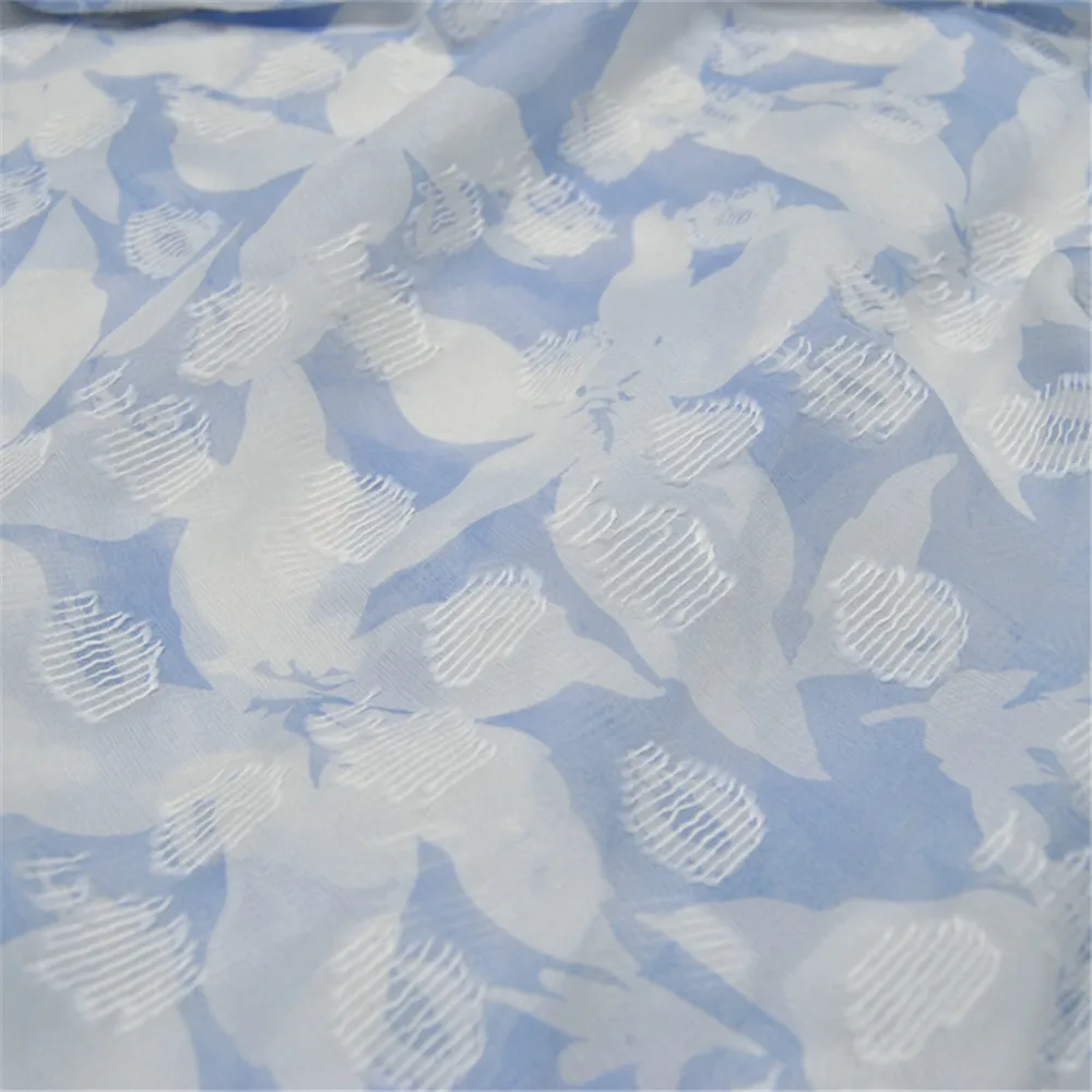 

Популярный синий цветочный чистый материал элегантный стиль шелковая жаккардовая ткань хорошее качество для женского повседневного платья