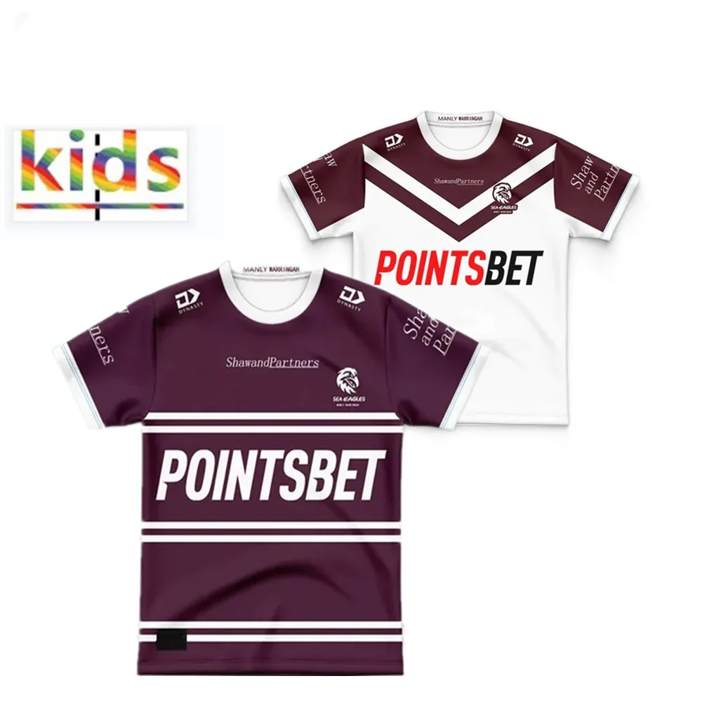 

2024 Manly Sea Eagles Kids Home / Away / Training Rugby Jersey - Mens Size:16-26（Print Name Number）Top Quality