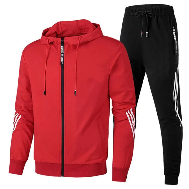 New Men'S Solid Color Zipper Hoodie + Trousers Two-Piece Winter Loose Casual Sportswear Suit Fashionable Street Jogging Suit 3XL retro high street ripped jeans for women autumn new fashion straight denim trousers baggy wide leg pants y2k streetwear female