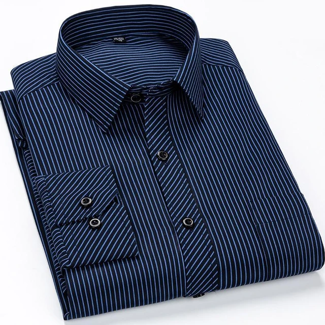 Plus Large Size 8XL 7XL 6XL 5XL 4XL Slim Fit Mens Business Casual Long  Sleeved Shirt Classic Striped Male Social Dress Shirts - AliExpress