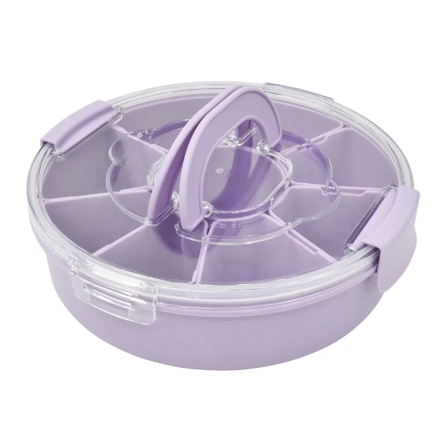 Purple Plastic Round Food Storage Container Set