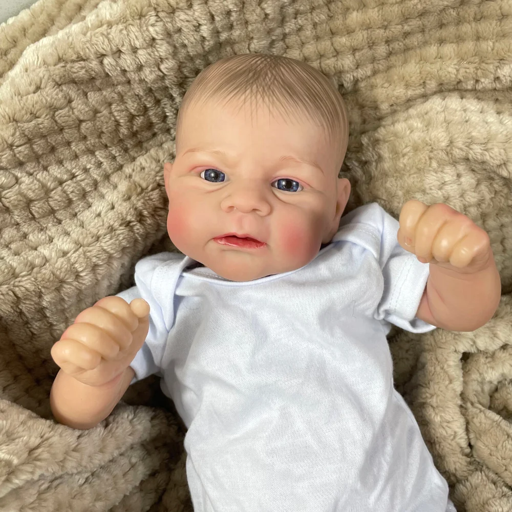 17Inch Already Painted Bebe Reborn Doll Elijah Newborn Doll Handmade Painted Hair 3D Skin Tone Visible Veins Gift For Girls