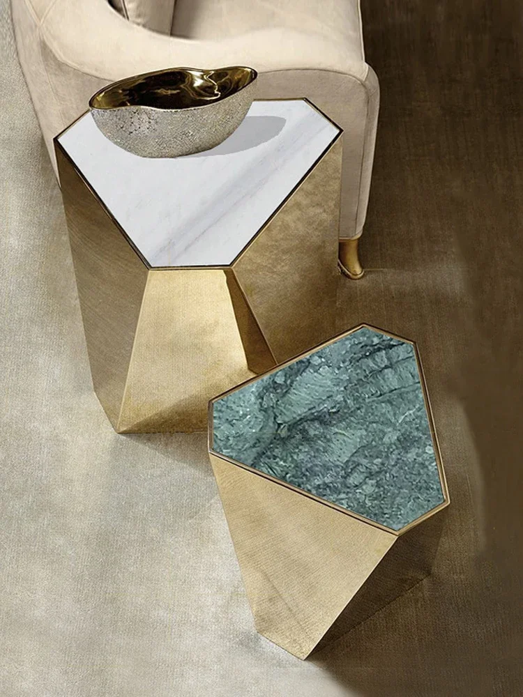 

Роскошный стильный угловой диван, модель комнаты, нержавеющая сталь, мраморный маленький кофейный столик с краями, гостиная, специальная форма, suite combin