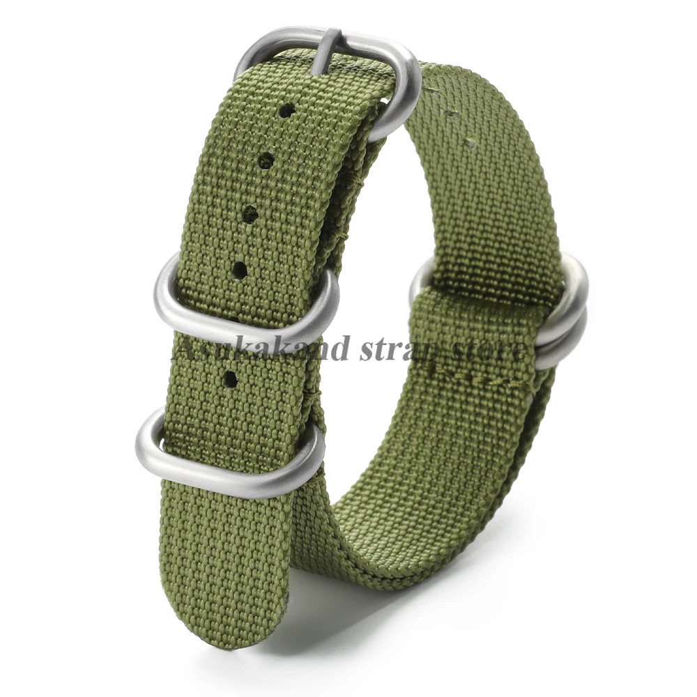 Ribbed Nylon Watch Band - Soft & Comfortable Straps in Black & Green