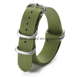 Ribbed Nylon Watch Band - Soft & Comfortable Straps in Black & Green - 22mm (Army green)