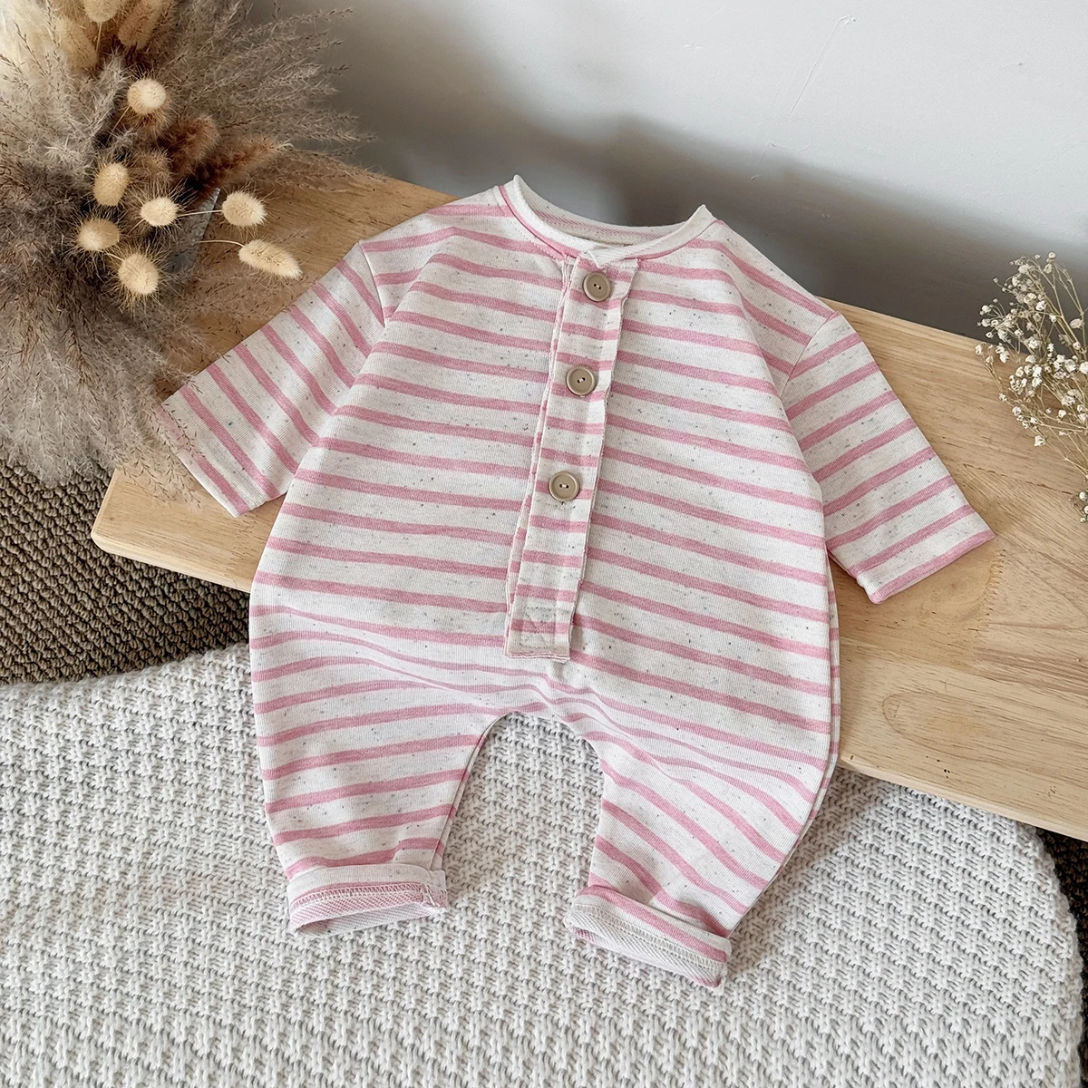 Frühling Herbst Neue Baby Kleidung Eis Popcorn Französisch Frites Drucken Gestreiften Overall Neugeborenen Baby Strampler Alter 1-18 monate Kinder – Detail 6