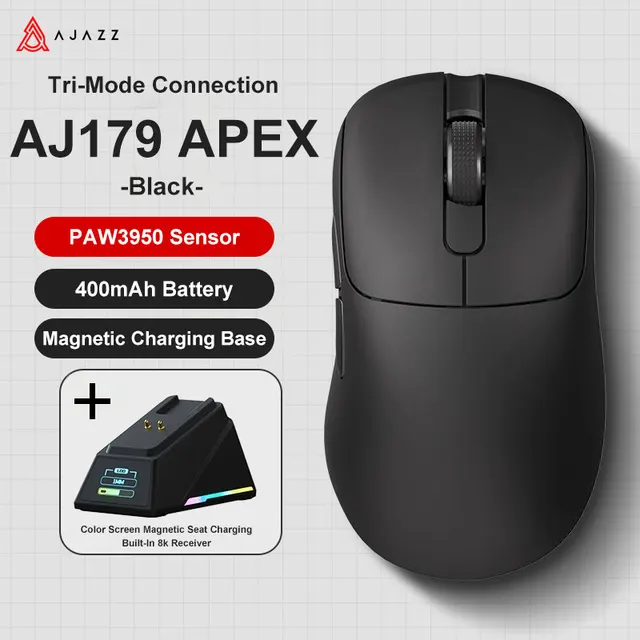 Ajazz AJ179 Apex PAW3950 Wireless Gaming Mouse with RGB Charging Dock, Computer Macro Mouse Gamer,Lightweight Ergonomic PC Mice 8