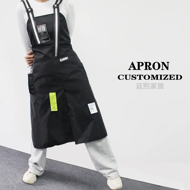 Korean Version Nylon Apron Waterproof Coffee Shop Barber Shop Work Uniform Adjustable Fashion Flower Nail Art Apron