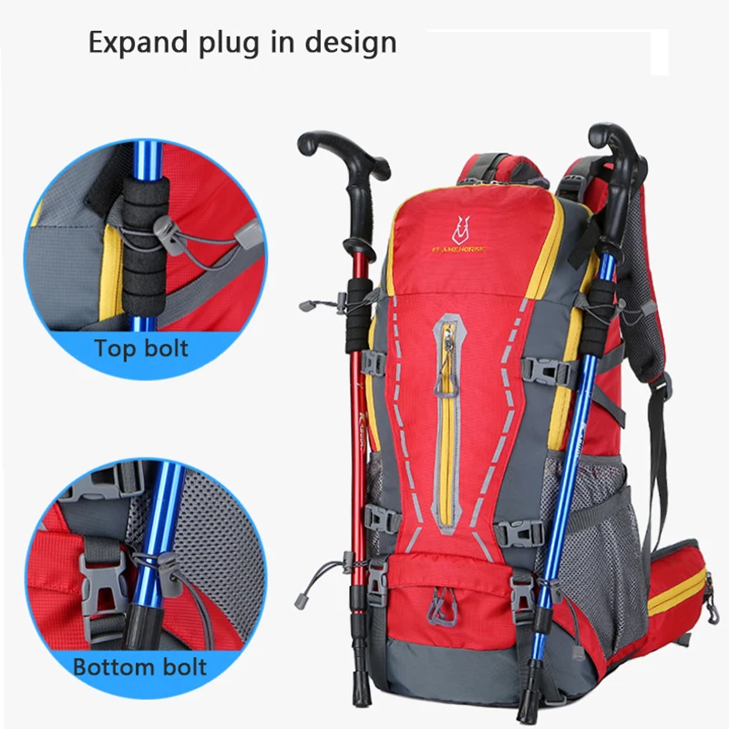 Large Capacity Waterproof Camping Backpack Men Ski Hiking Backpack Outdoor Bicycle Tactical Daypack Detachable Trekking Bags