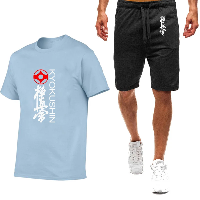 Kyokushin Karate Printing Fashion 2023 New Men's Summer Nine-color Short-sleeved High-quality Casual T-shirt Pants 2-piece Set
