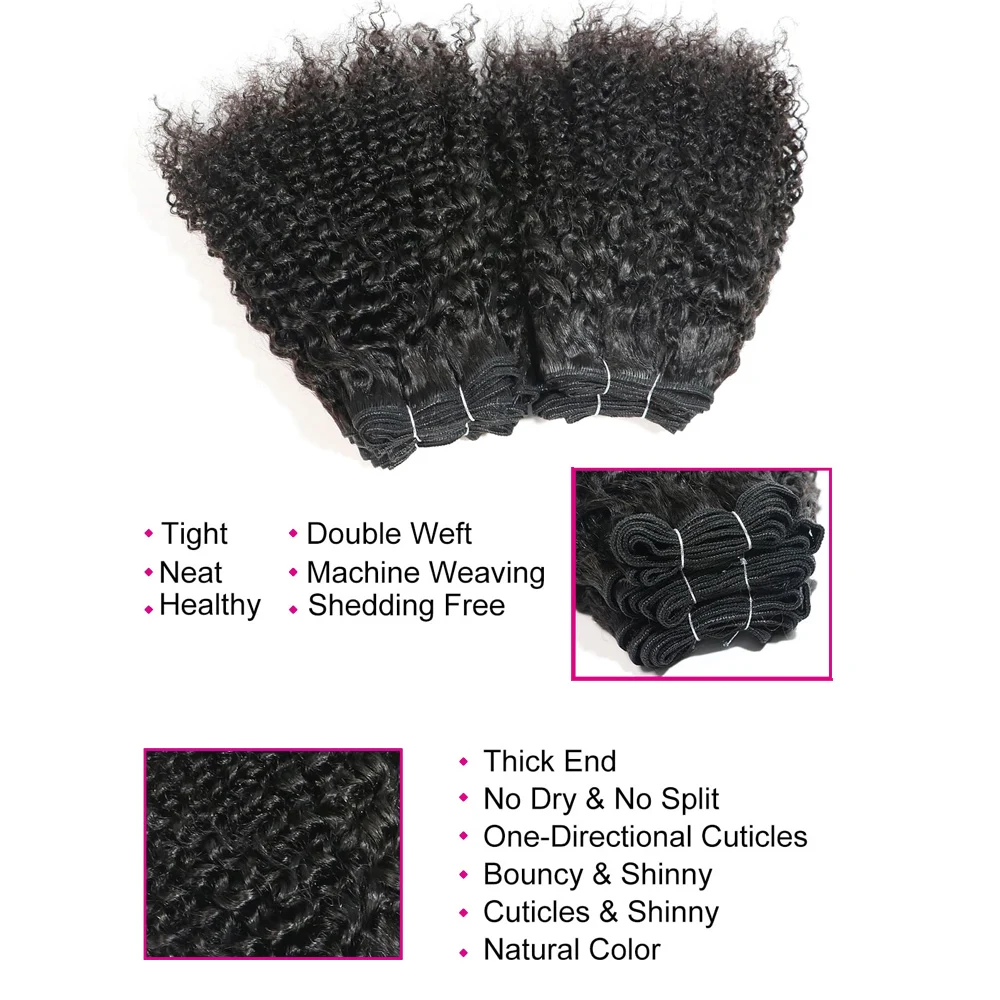 6Pcs Jerry Curly Human Hair Bundles Natural Color Brazilian Hair Weave Bundles Short Remy Human Curly For Women