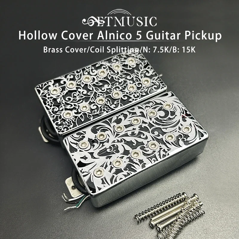 

Hollow Brass Cover Alnico 5 Humbucker Guitar Pickup 4 Conduct Cable 7.5k/15k Coil Splitting Alnico V Pickup for LP Guitar Chrome