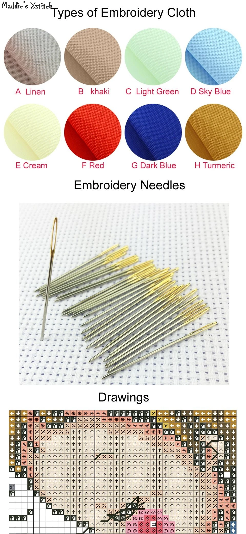 Description Picture 3 of item11703 Cross Stitch Kits Sets For Embroidery Cross-stitch Cross Stitch Complete Kit Stich Cross Stitch Set Needle Arts & Craft