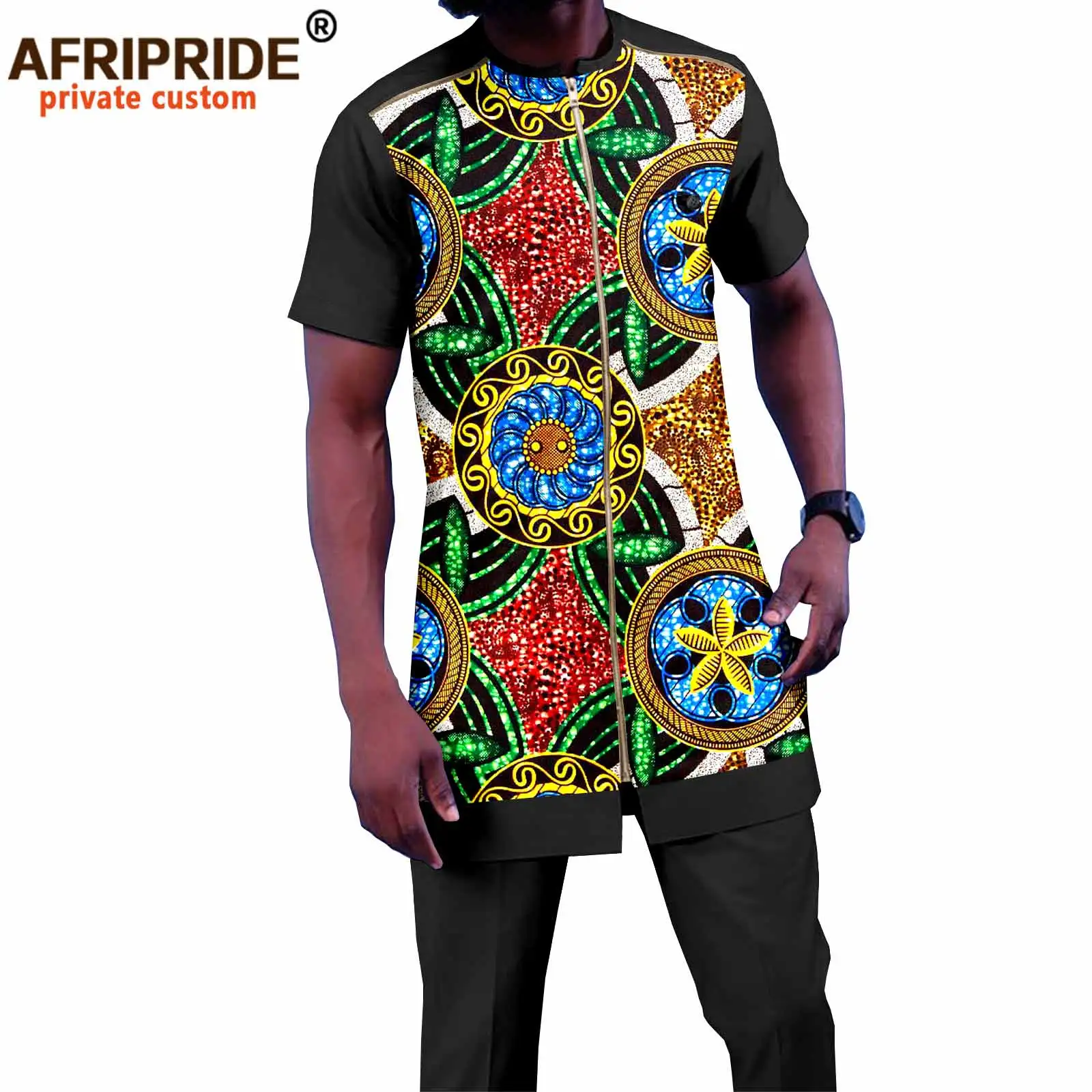 Dashiki Men`s Tracksuit Print Shirts and Pants 2 Piece Set Outfits Wear Sweatsuit Bazin Riche African Clothes Vintage A2116038