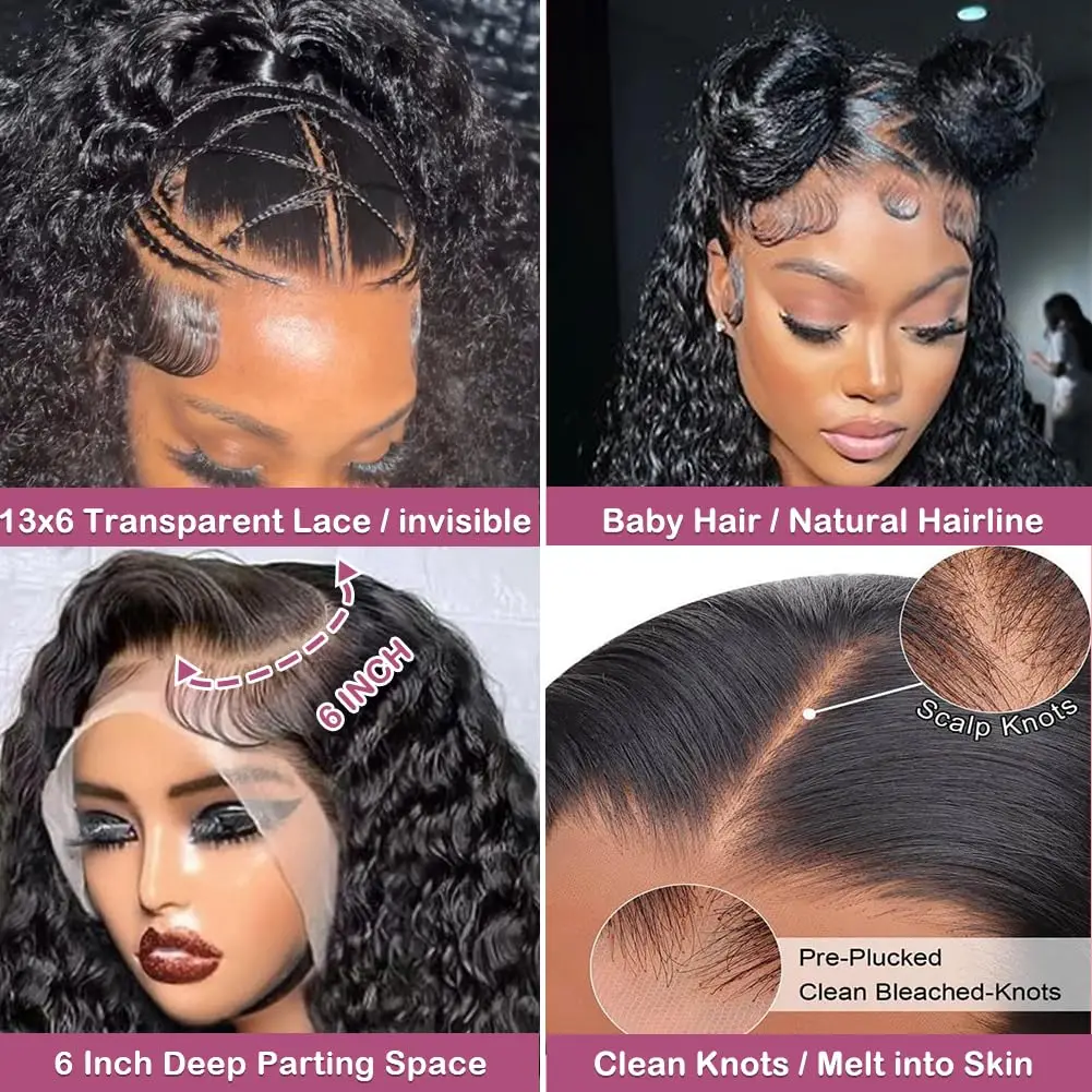 250 Density Kinky Curly 13x6 HD Lace Frontal Wig 38Inches Precut Glueless Kinky Curly Wigs Human Hair  360 Full Lace Front Wig