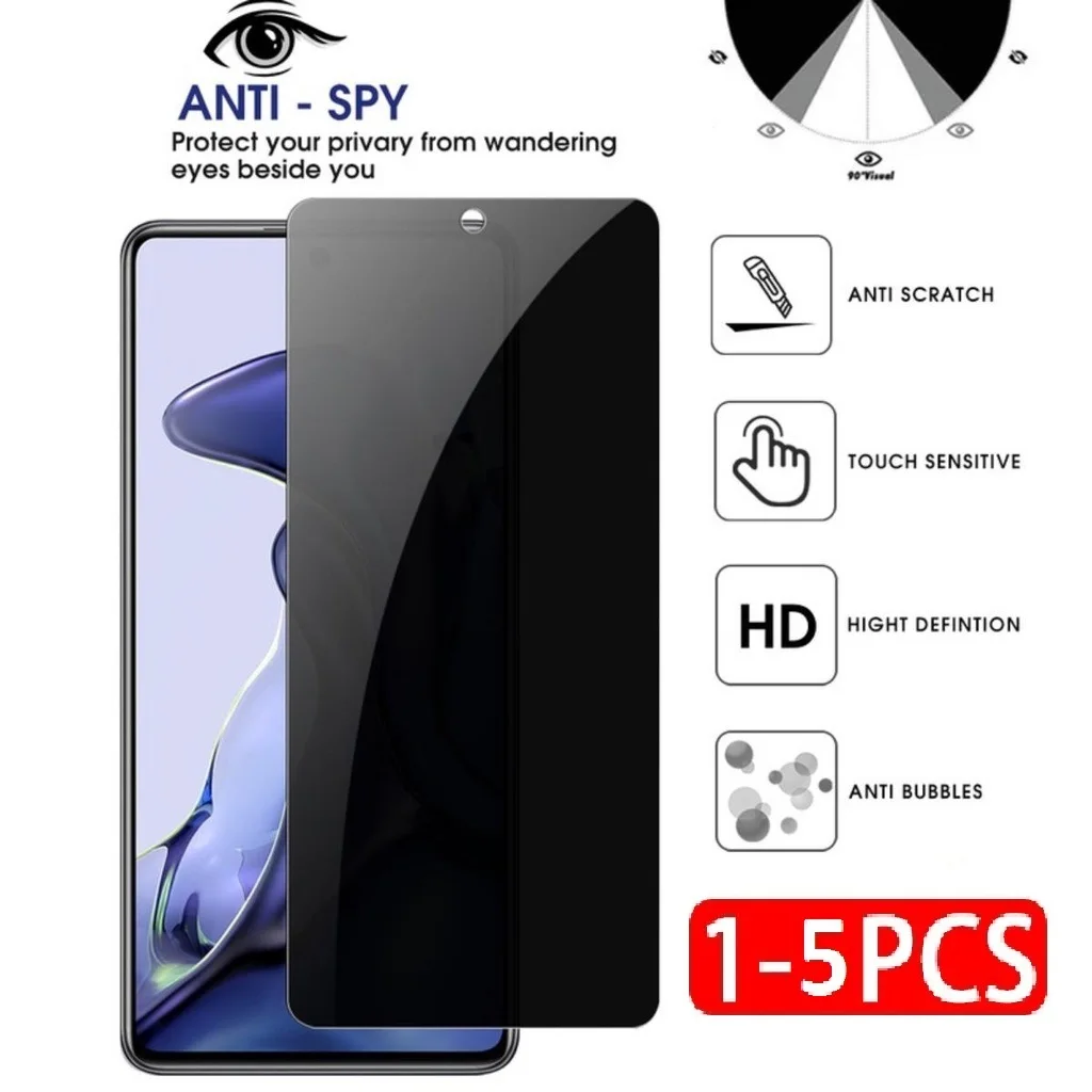 Premium Privacy Tempered Glass Screen Protector - Anti-Spy, 1-5 Pack