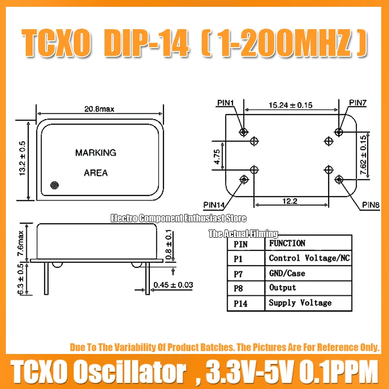 TCXO 풀 사이즈 직사각형 온도 보정 크리스탈 오실레이터, DIP-14 고정밀 3.3V-5V ± 0.1PPM, 49.152M, 49.152MHZ