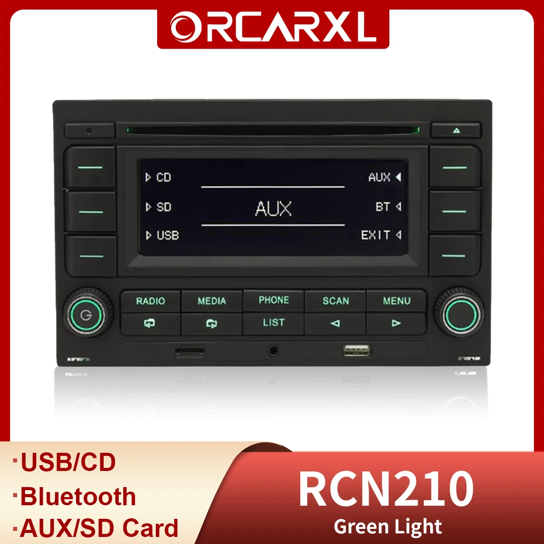RCN210 Green Light Bluetooth Car Radio with USB CD Player Vehicle