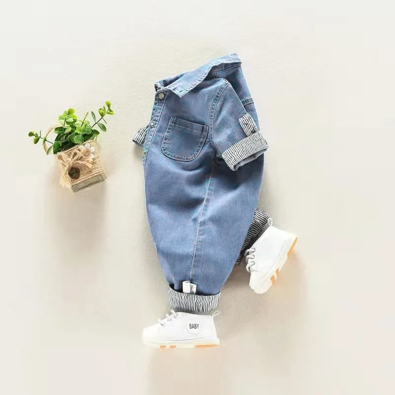 Boys Clothing Baby Children Toddler Overalls Denim Pants Fashion Kids Casual Jumpsuits Long Sleeve Trousers Boys Jeans