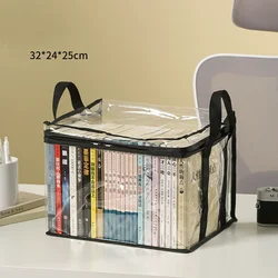 Transparent Waterproof Foldable Book Organizer and Storage Box for Home, Dorm, or Classroom (Black Middle)