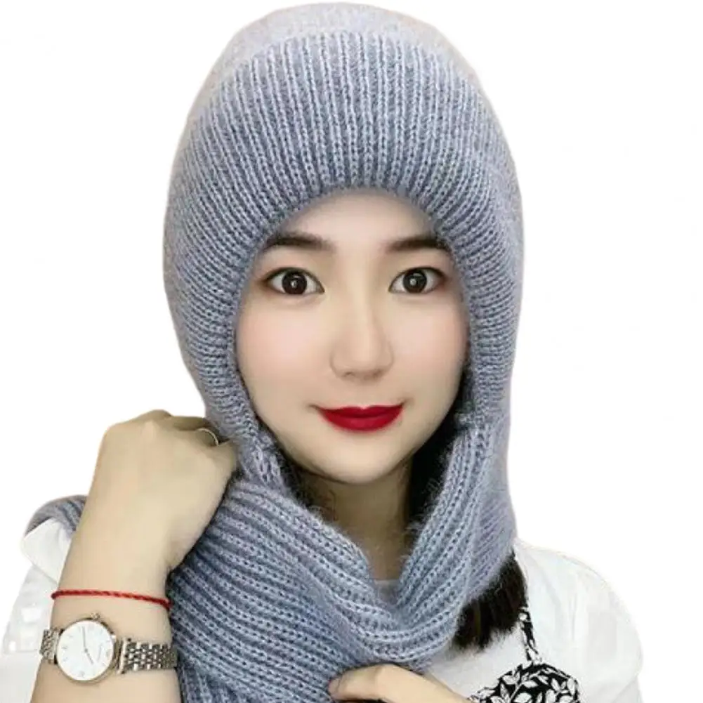 

Knitted Integrated Hat Scarf Ladies Knitted Hat Women's Winter Knitted Balaclava Hat Scarf Combo Thick Warm Cozy Neck Wrap