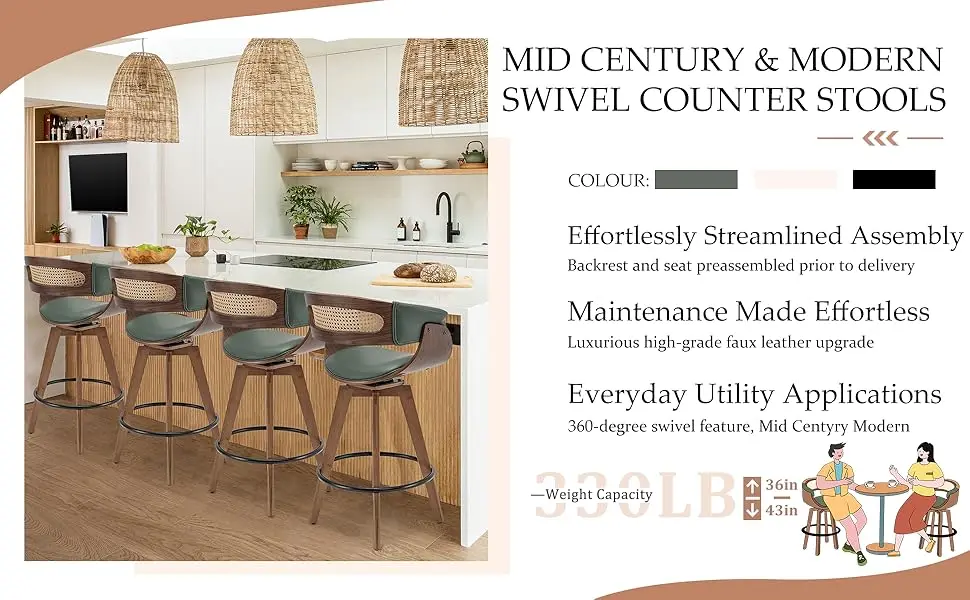 rattan swivel bar stools