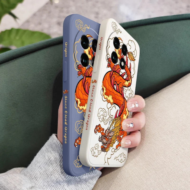 Red Flame Dragon Liquid Silicone Phone Case Cover