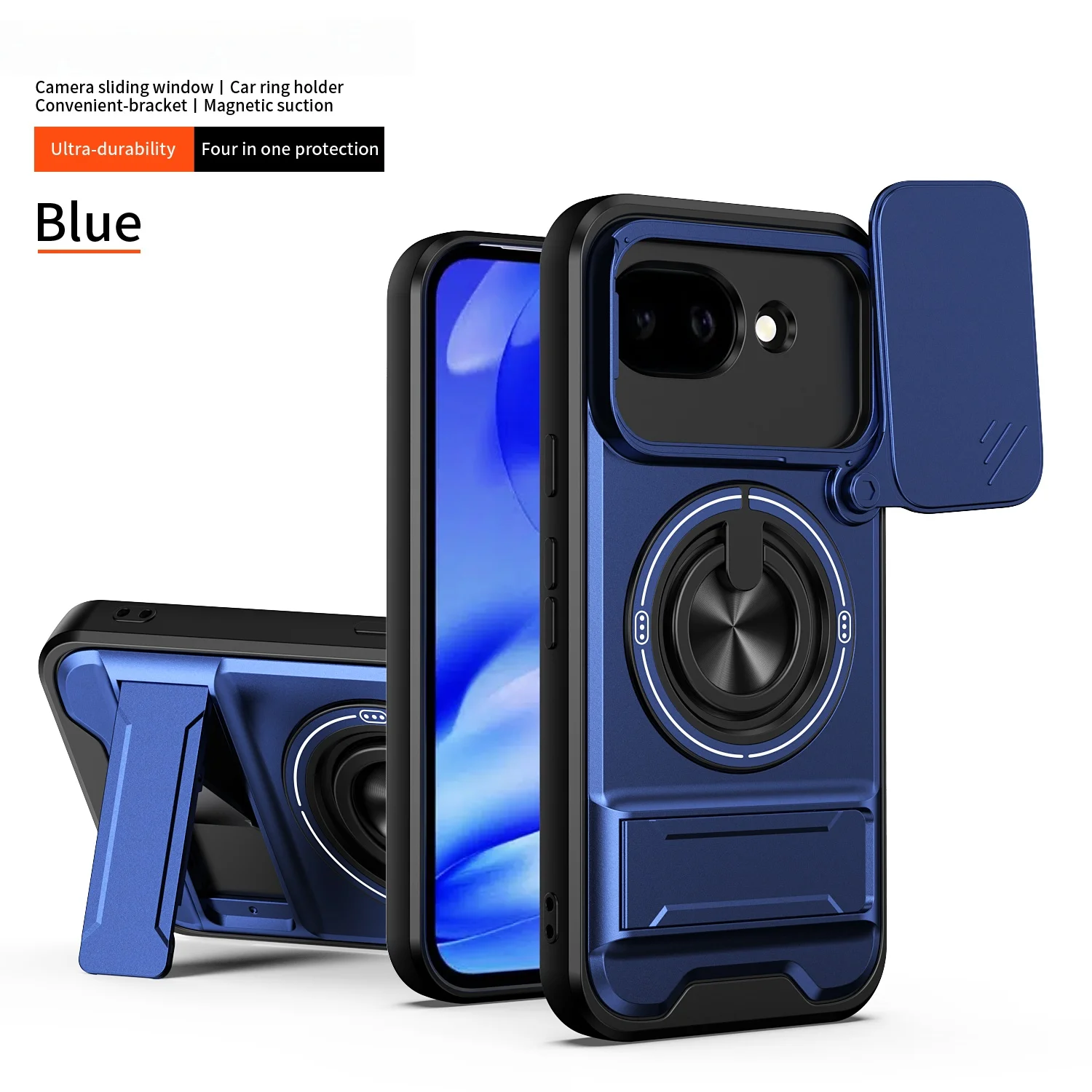Magnetic Shockproof Phone Case with Slide Camera Protection and Kickstand