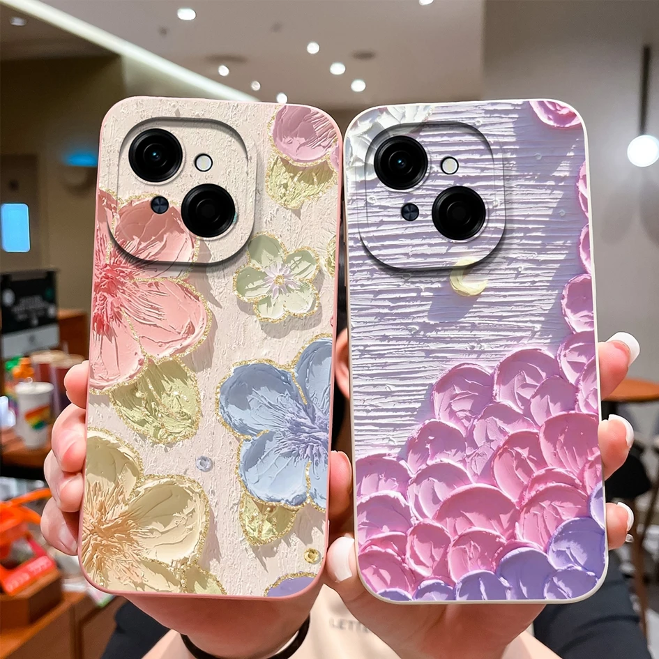 Colorful Pattern Liquid Silicone Case with Lens Protection