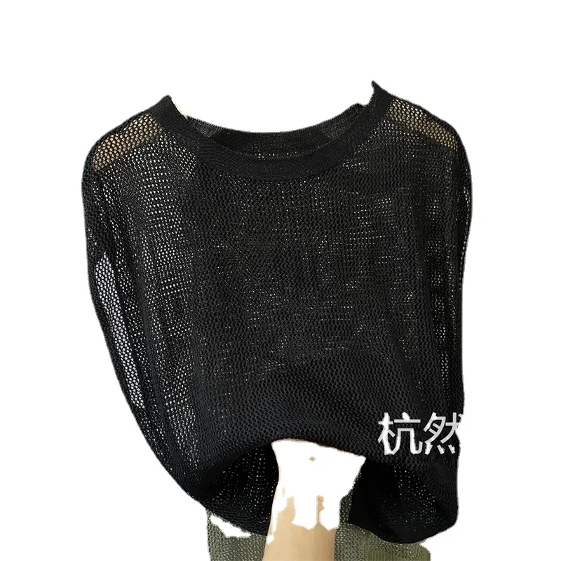 2023 Summer Women Golf Sunscreen with long sleeves and ultra-thin ice silk bottoming shirt and round neck turtleneck top
