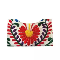 Custom Mexican Flowers Art Tissue Box Cover for Bathroom Car Textile Embroidery Rectangular PU Leather Facial Tissue Box Holder 2