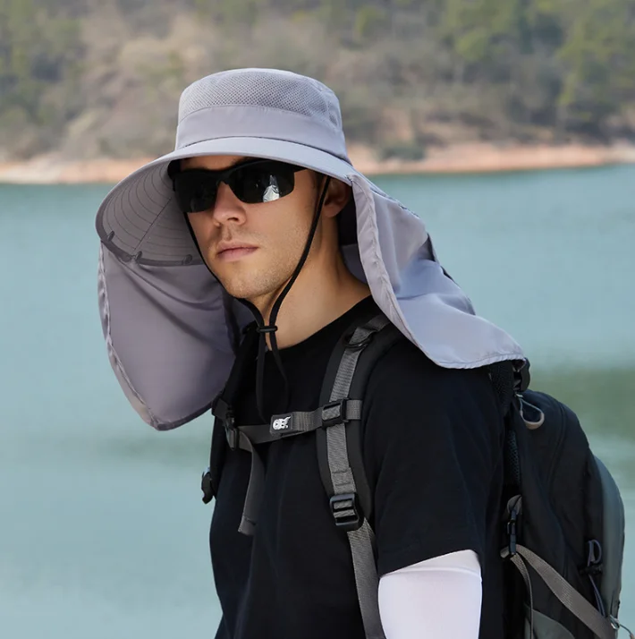 

Unisex Fishing Hat Sun Visor Cap Fisherman Hat Outdoor UPF 50 Sun Protection with Removable Ear Neck Flap Cover for Hiking