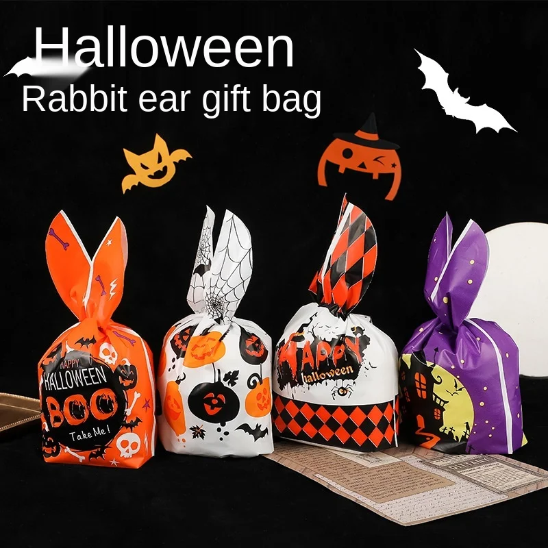 

50pcs Halloween Candy Packaging Bag Party Trick Or Treat Handbag For Children Gift Cookies Handmade Favour Biscuits Snack