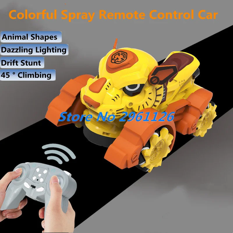 

Animal Shapes Colorful Spray Remote Control Car 2.4G Dazzling Lighting Drift Stunt 45° Climbing 360° Rotate Dinosaur RC Car Toy