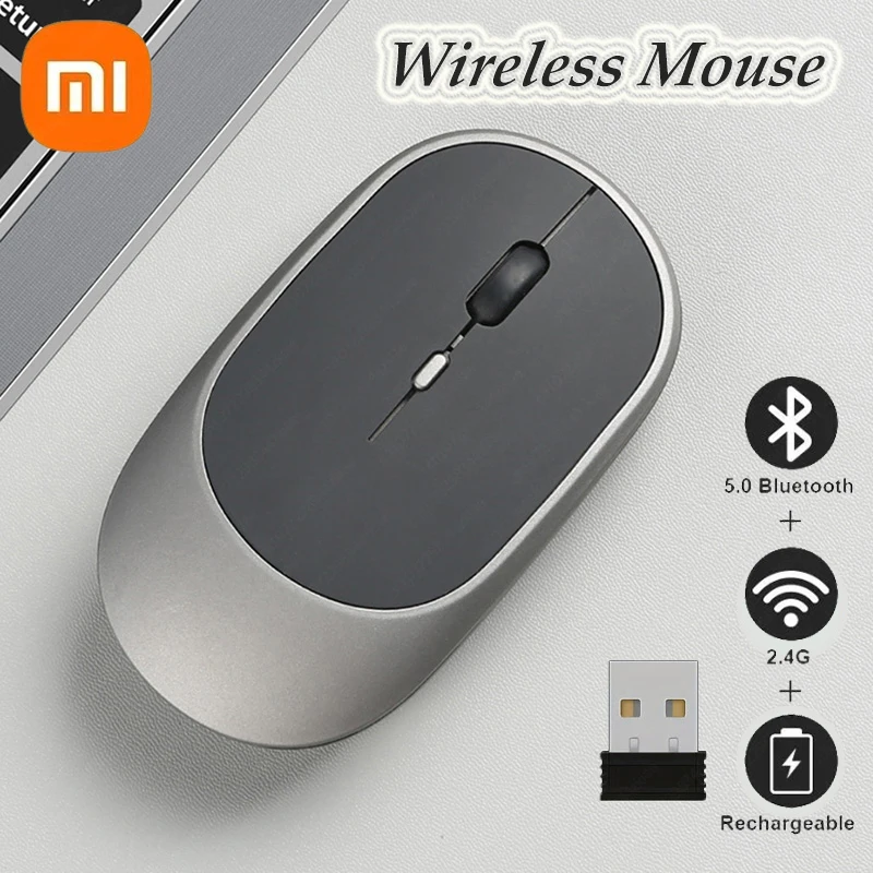 Xiaomi Wireless Mouse Dual Modes Bluetooth5.0-compatible Portable 2.4G USB Transmitter Silent Ergonomic Rechargeable Mouse