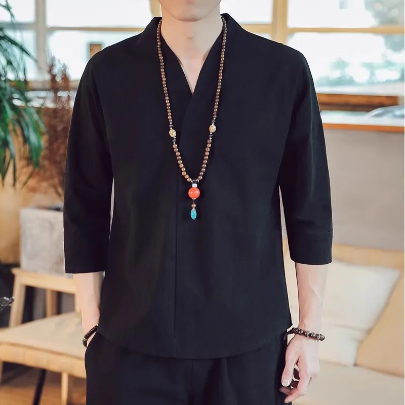 일본 남성 기모노 반팔 티셔츠, 일본 하라주쿠 바지, 아시아 남성 여름 유카타 하오리 가디건 의상