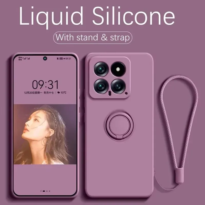 Liquid Silicone Magnetic Holder Stand Phone Case For XiaoMi 13T 14T 15 Redmi...