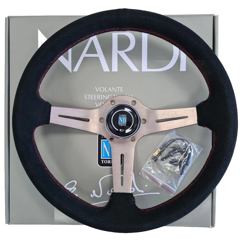 

Nardi Steering Wheel 350MM Universal Classic Drift Racing Steering Wheel Suede Leather Rally Steering Wheel For VW Toyota Honda