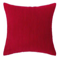 Soft Velvet Decorative Throw Pillow Covers with Modern Double - Sided Boho Farmhouse Designs - 50x50CM 1pcs (Red)
