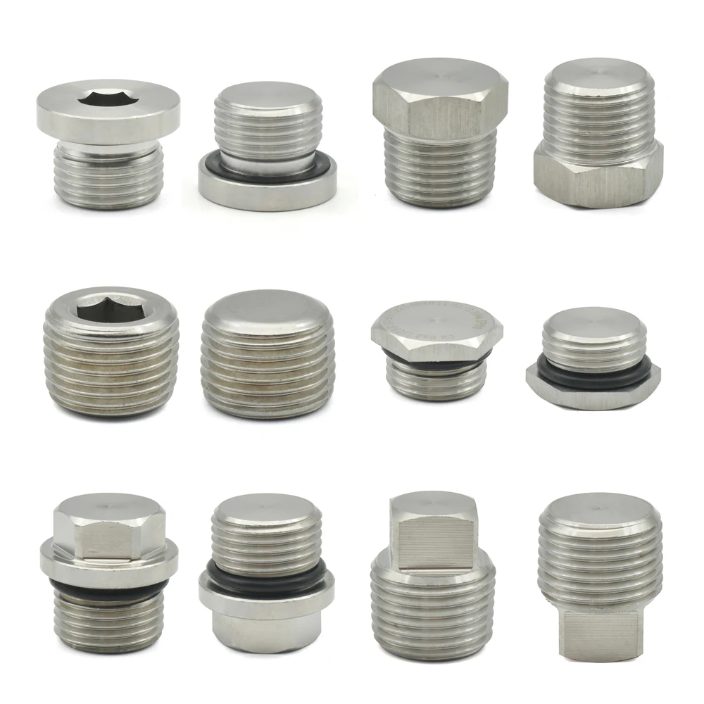 Stainless Steel Pipe Fittings 1/8-1-1/2 BSP NPT Male Countersunk Flange Hexagonal End Plug Cap