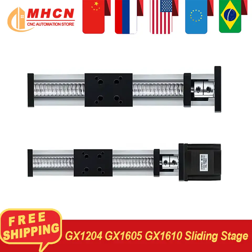 GX1204/1605/1610 Ball Screw Z Axis Motion Table CNC Sliding Stage Travel 100-200mm Linear Shaft Rail Support Nema17/Nema23 Step image 1