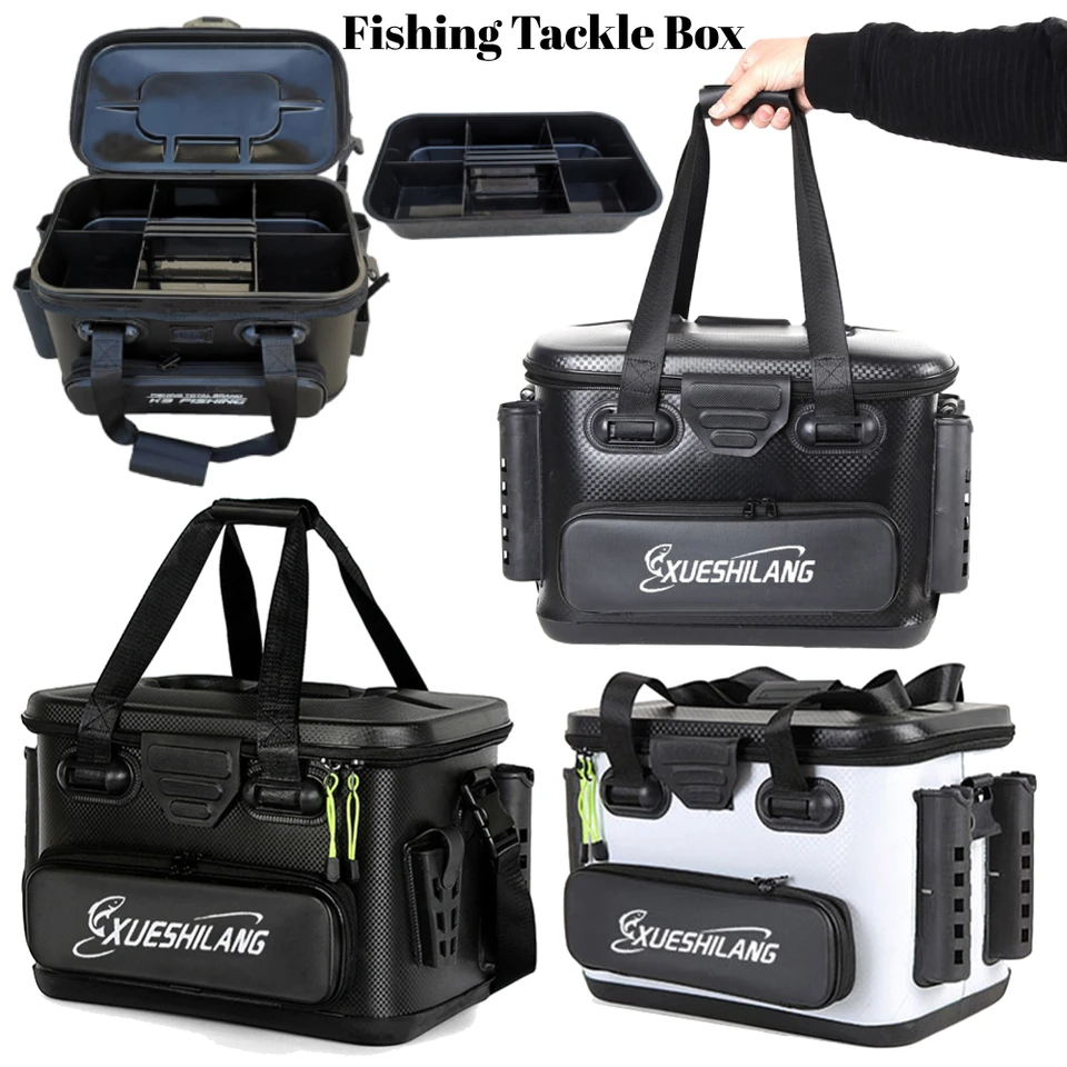 Faderr Borsa Da Pesca Portatile In Nylon 600D E EVA - Impermeabile, Grande Capacità, Per Canna E Mulinello, Attrezzatura Da Pesca, Colore Nero - 3
