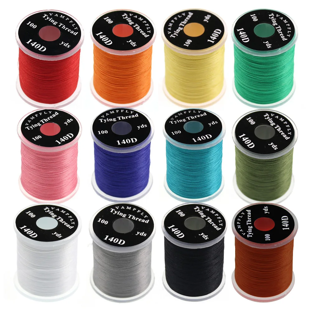 

140D Fly Tying Thread 100 yards 12spools/Combo Multifilament Fly Tying Material Red Olive Red Grey Accessories Thread