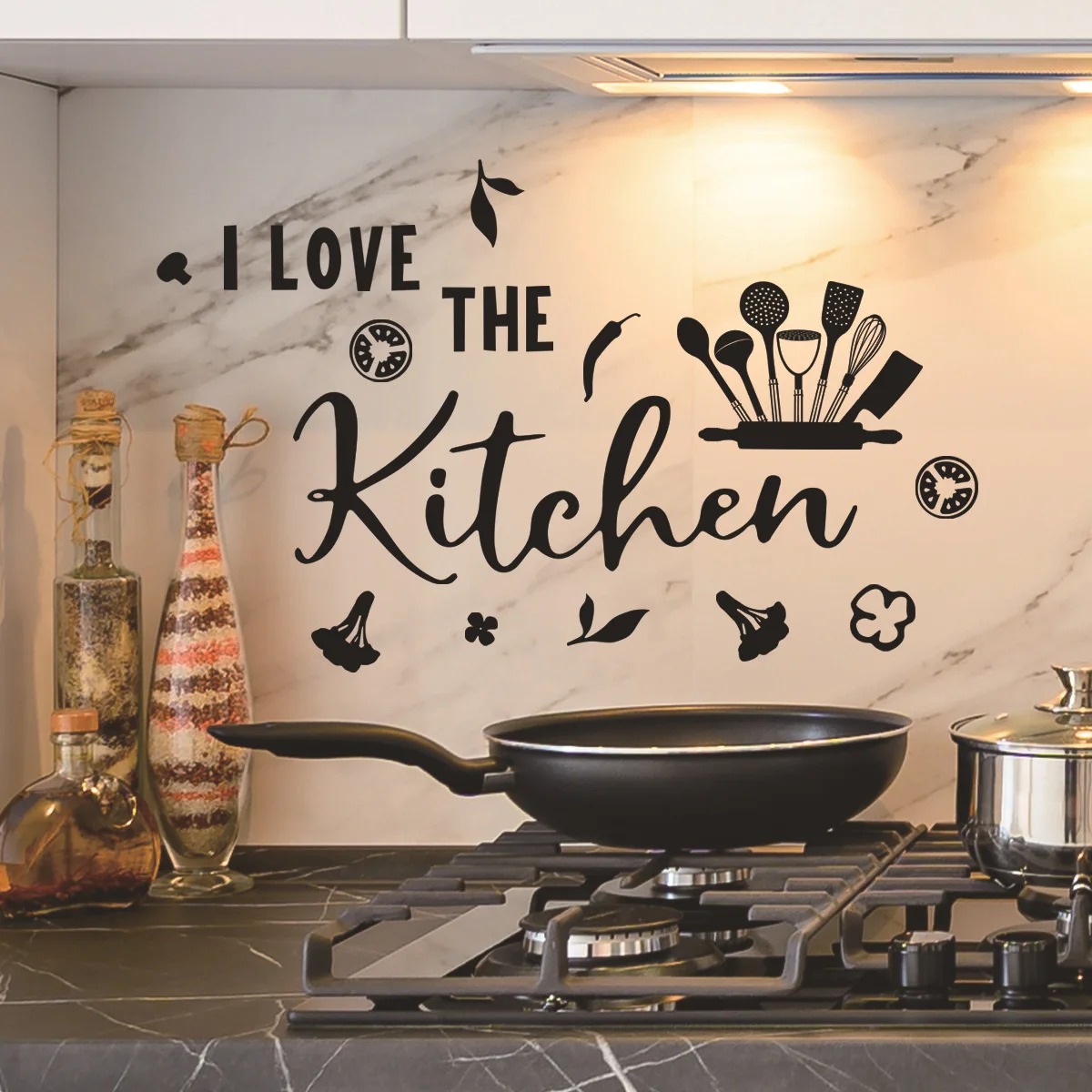 30*60cm Black English Kitchen Tableware Kitchen Wall Stickers Stove Wall Stickers Decorative Wall Stickers Wallpaper Ms2350 japanese oval black jewelry tray ceramics ring key dish dresser decor cake snack fruit sushi plate organizer kitchen tableware